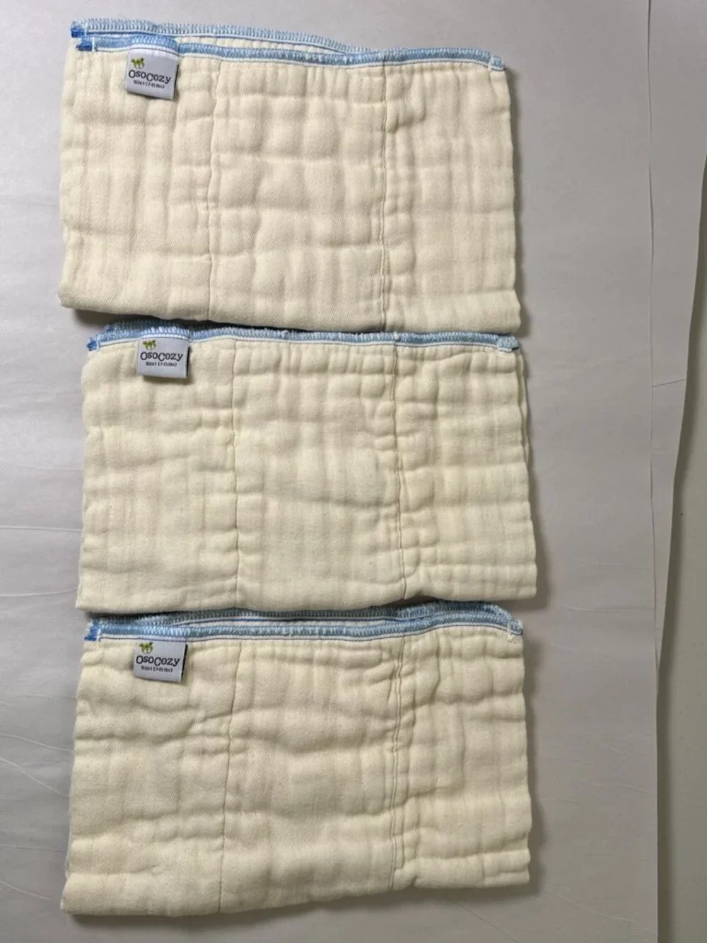 Osocozy Indian Cotton Prefold Cloth Diapers Unbleached Natural Size 1 (6)